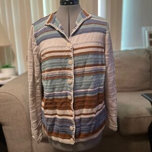 Striped Button-Up Cardigan